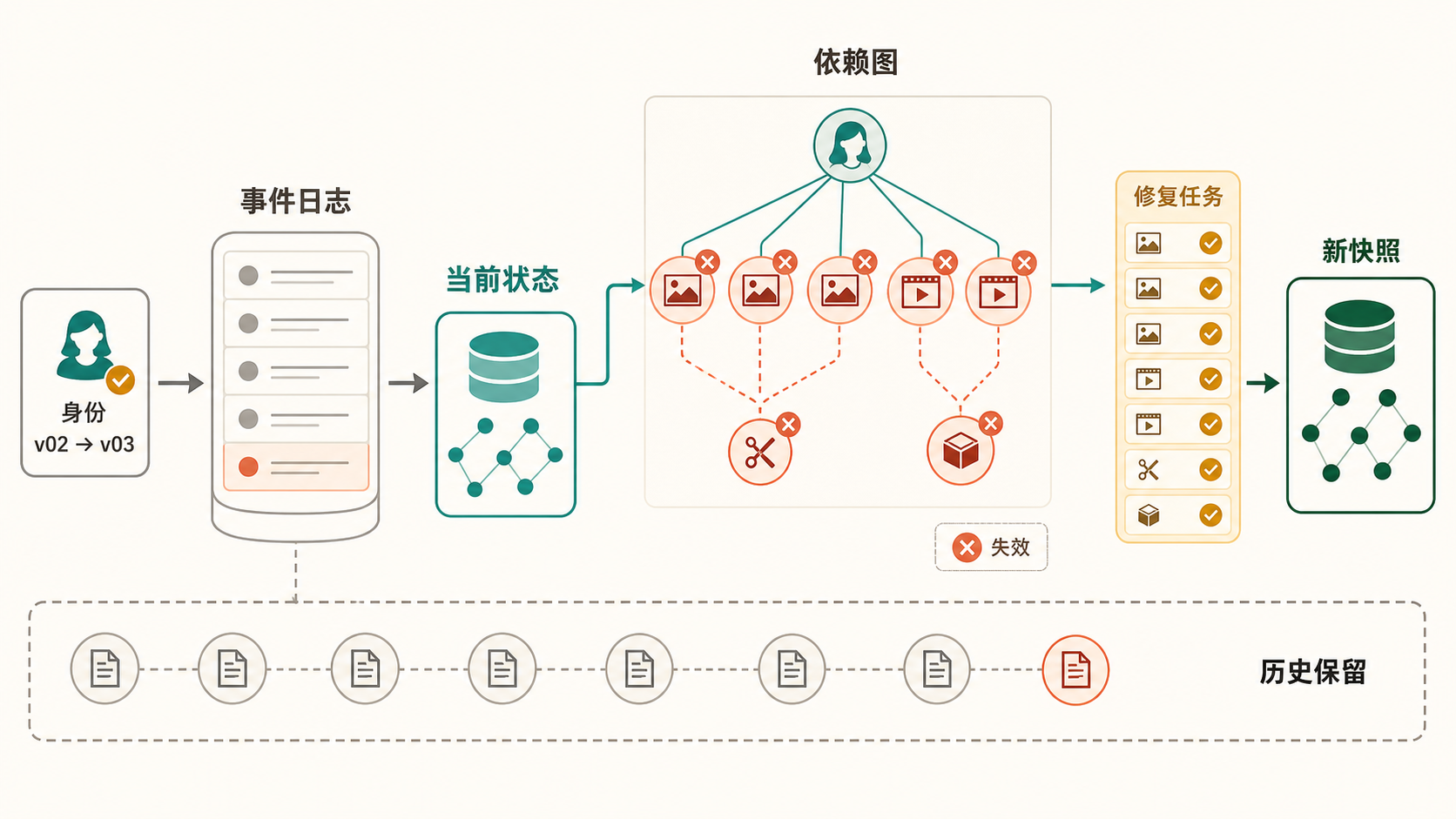 图 56-1 身份版本变更如何沿依赖图传播